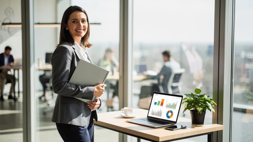 Confident UK businesswoman finalising her franchise investment decision after reviewing the disclosure document