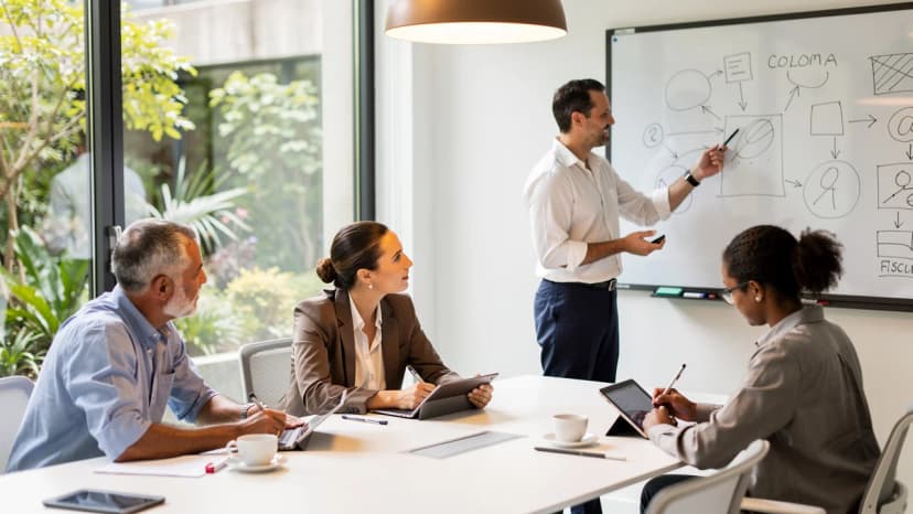 UK franchisee in a head office training session with a franchisor support team