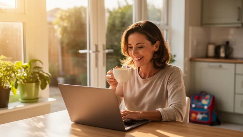 Woman working from home with flexible schedule