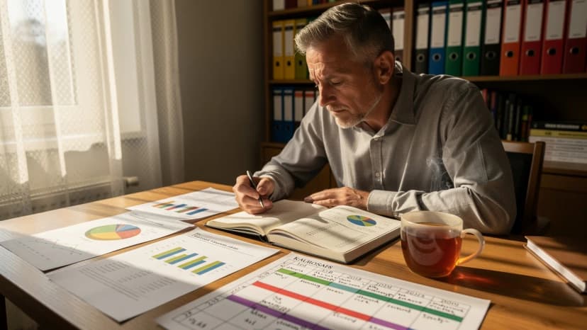 Business owner planning UK franchise exit strategy with financial documents